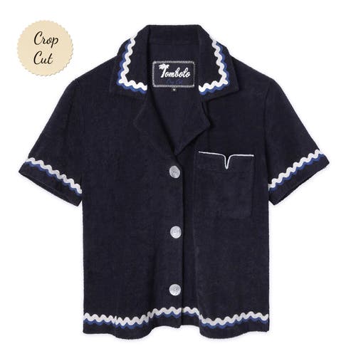 Tombolo 'rick Rack' Cabana ~ Crop Cut In Midnight Blue
