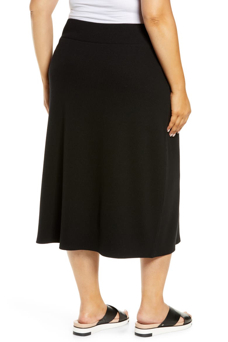 Ribbed A-Line Skirt, Alternate, color, BLACK