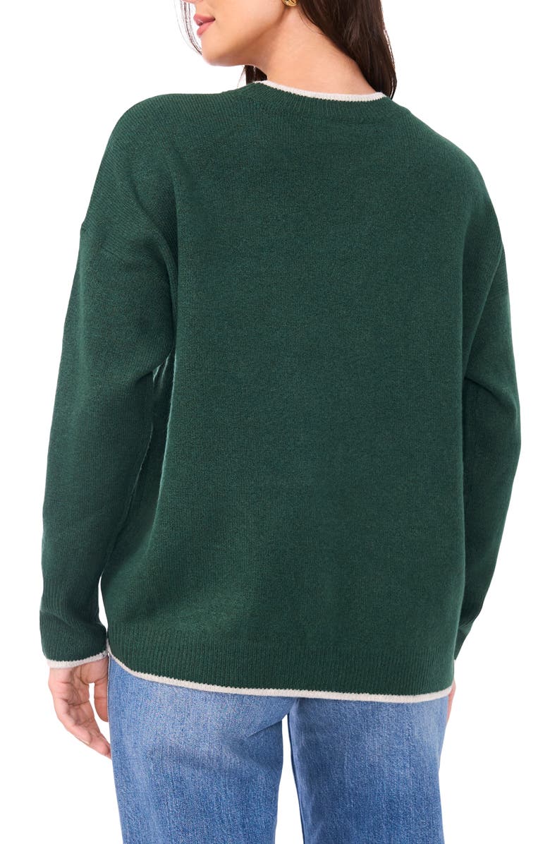 Vince Camuto Tipped Crewneck Sweater, Alternate, color, Windsor Moss