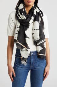 Nordstrom Eyelash Trim Print Cashmere & Silk Wrap