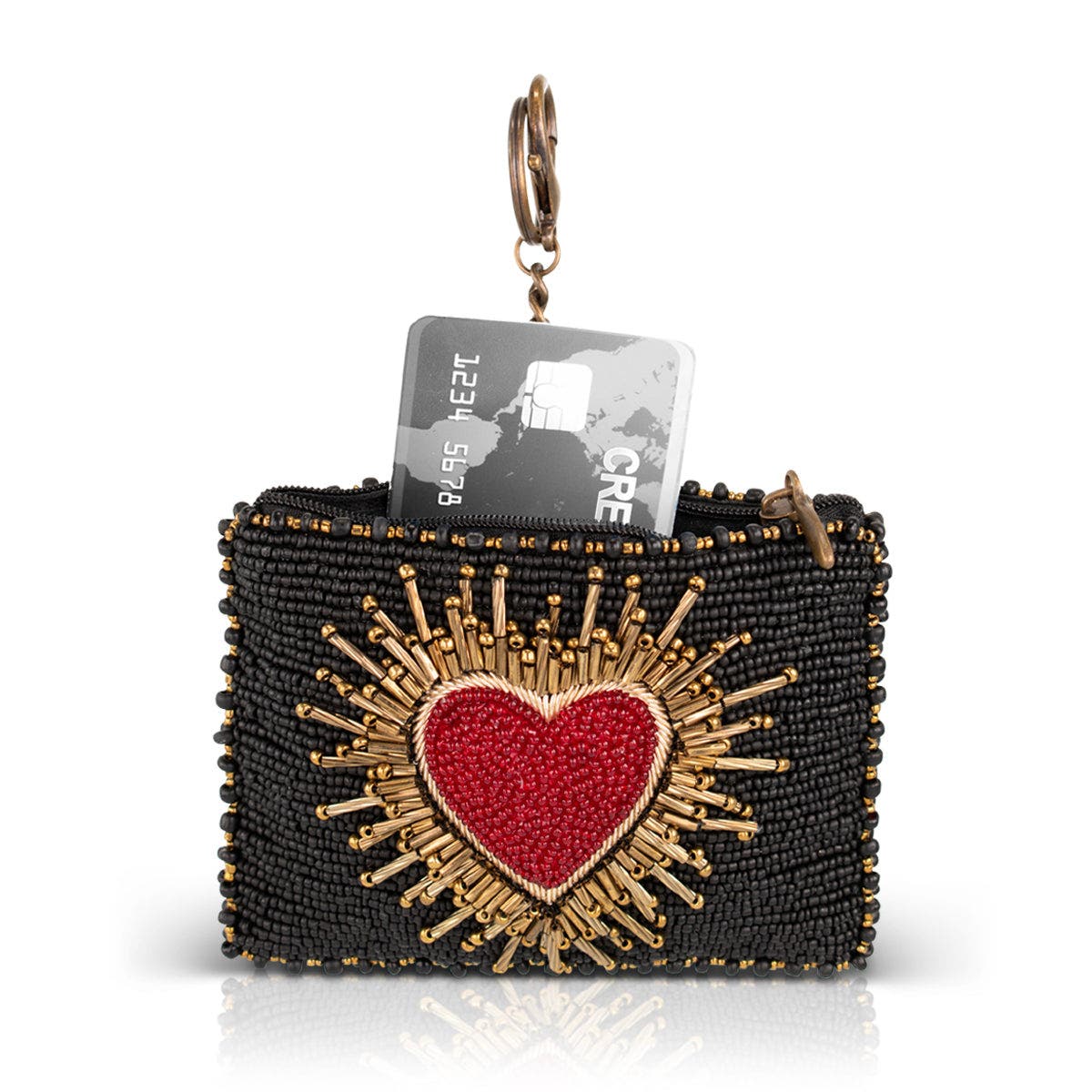 Affection Coin Purse, Alternate, color, Black / Gold