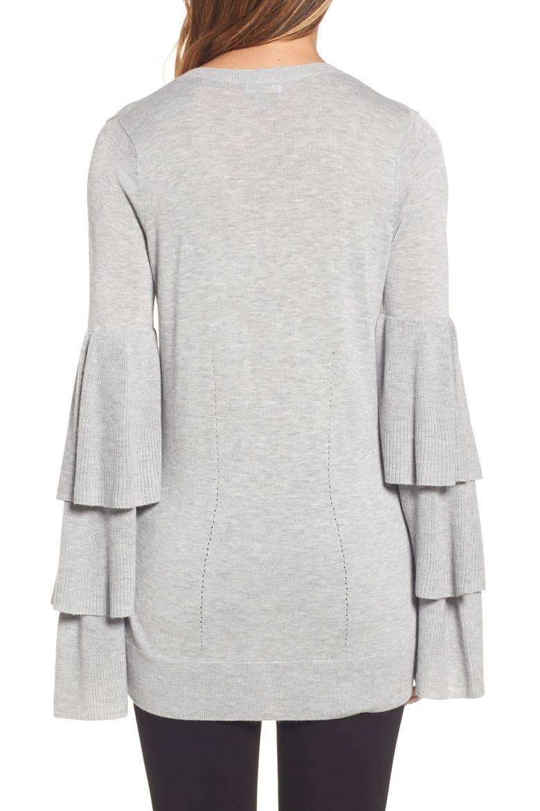 Tiered Sleeve Sweater, Alternate, color, GREY HEATHER