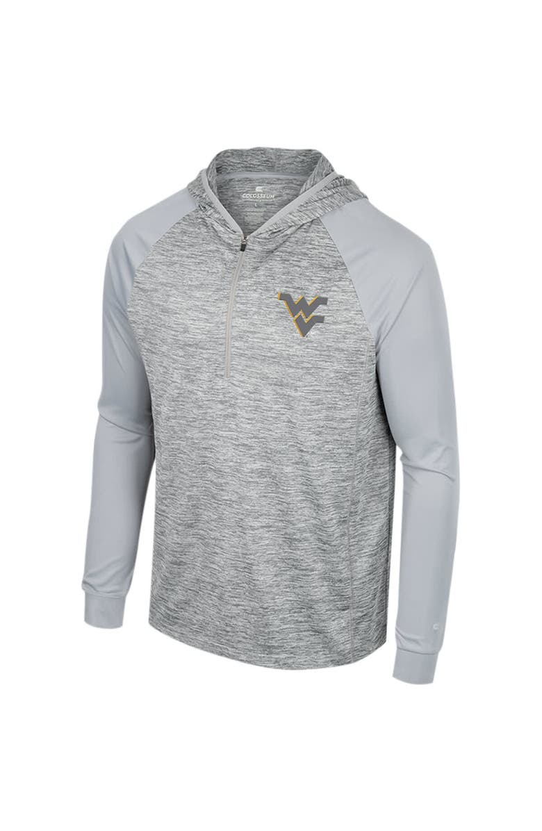 COLOSSEUM Men's Colosseum Gray West Virginia Mountaineers Cybernetic Raglan Quarter-Zip Hooded Top, Alternate, color, Gray