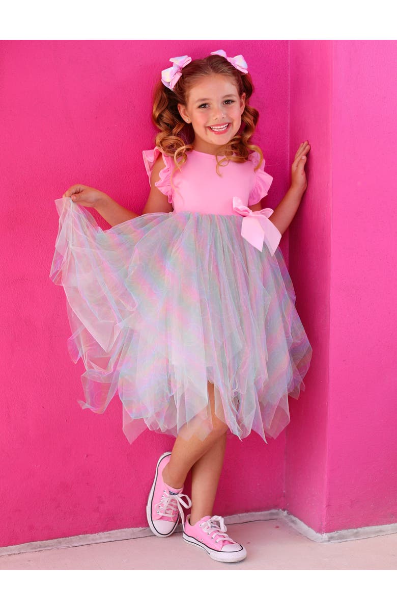 Mia Belle Girls Girls SmileyWorld Rainbow Smiley Tutu Dress, Alternate, color, Pink