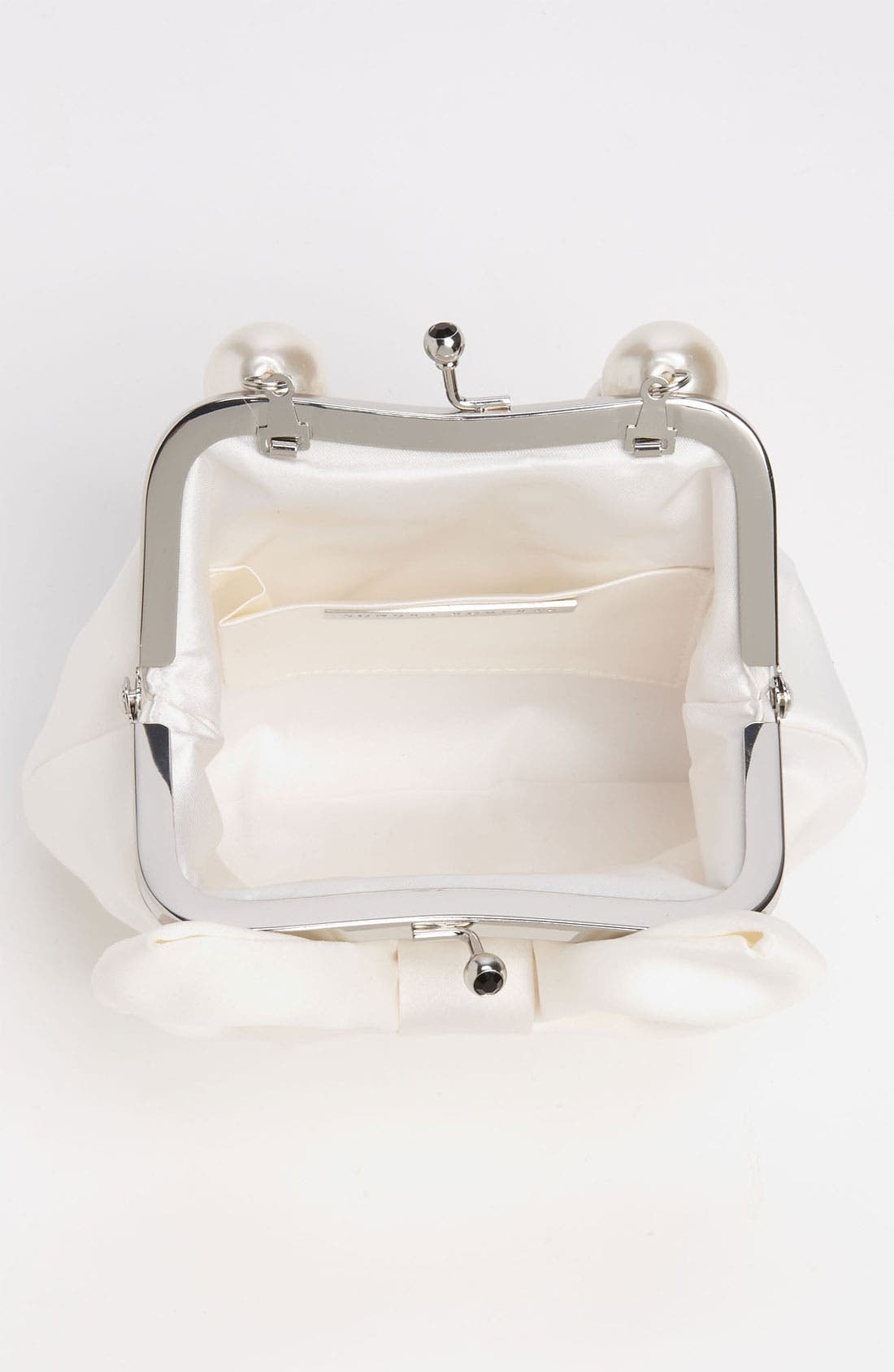 'Large' Satin Bow Clutch, Alternate, color, IVORY