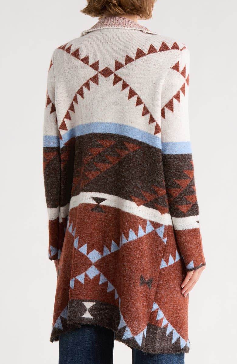 Joseph A Geometric Open Front Sweater Coat, Alternate, color, Mayan Geo Burgundy Brown