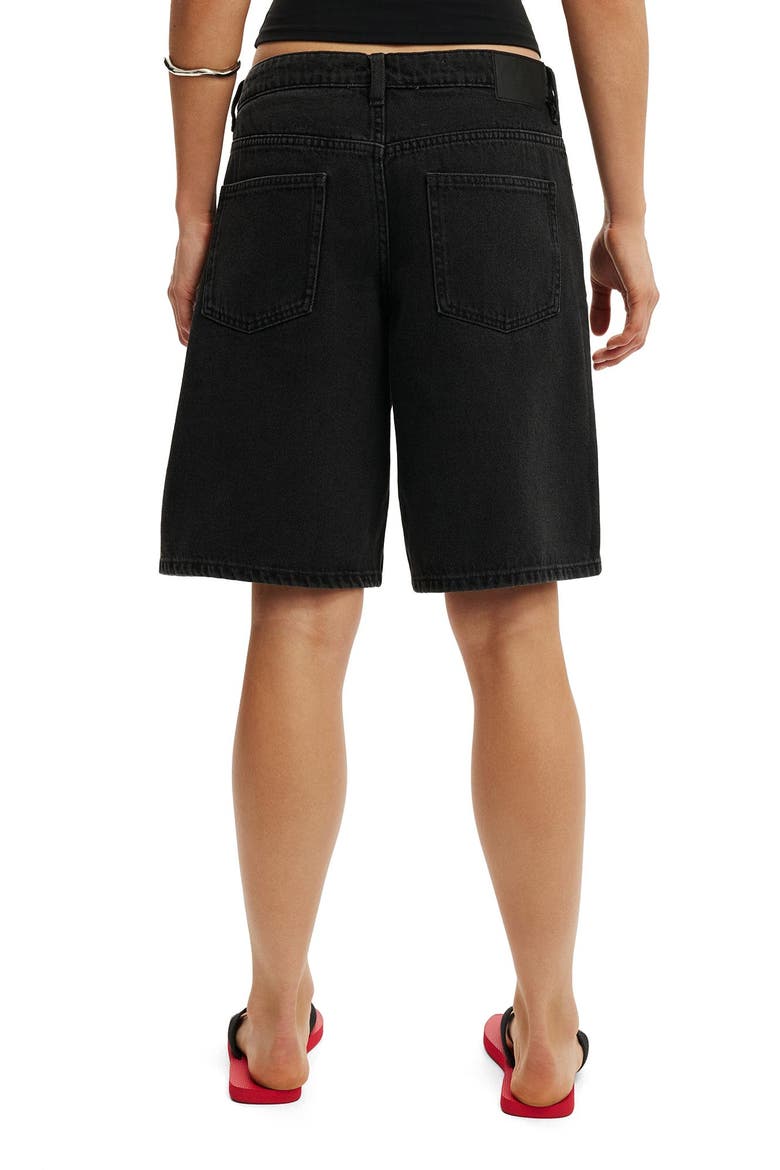 Women's Baggy Denim Short, Alternate, color, Leo Black