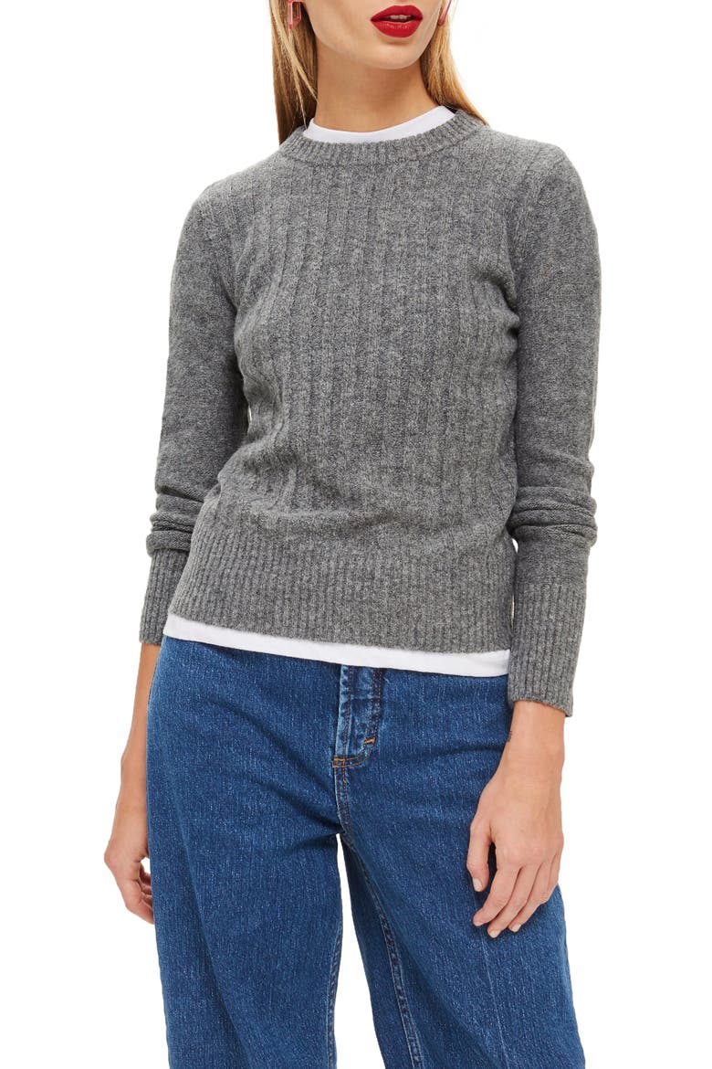 Rib Sweater, Main, color, CHARCOAL