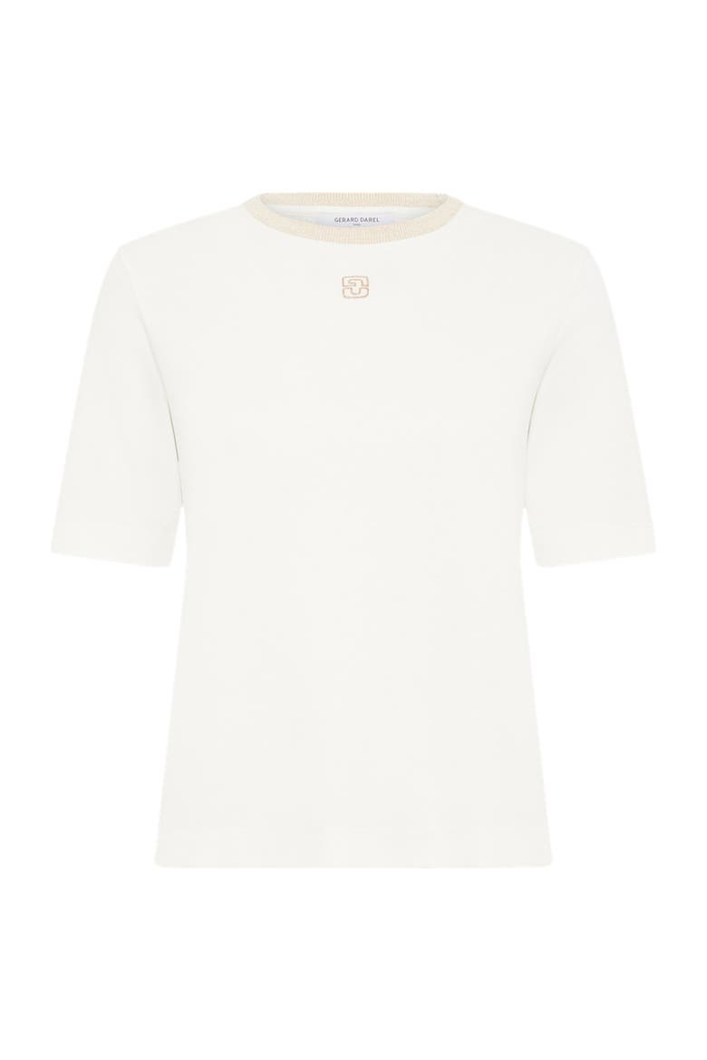 Mavie Embroidered Monogram T-Shirt, Alternate, color, Ecru