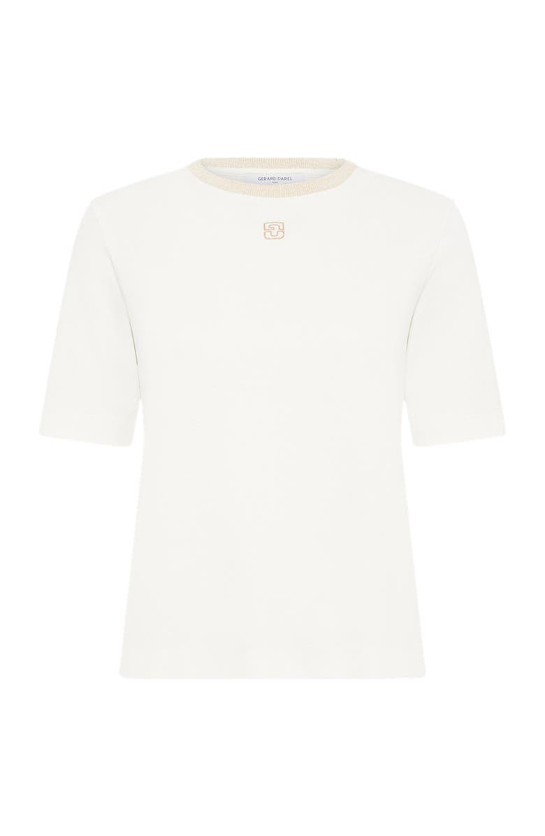 GERARD DAREL Mavie Embroidered Monogram T-Shirt, Alternate, color, Ecru