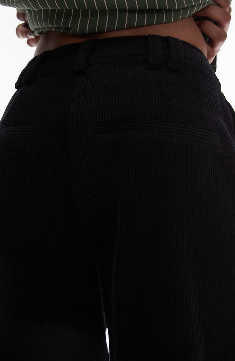 Topshop Corduroy Ankle Pants, Alternate, color, Black