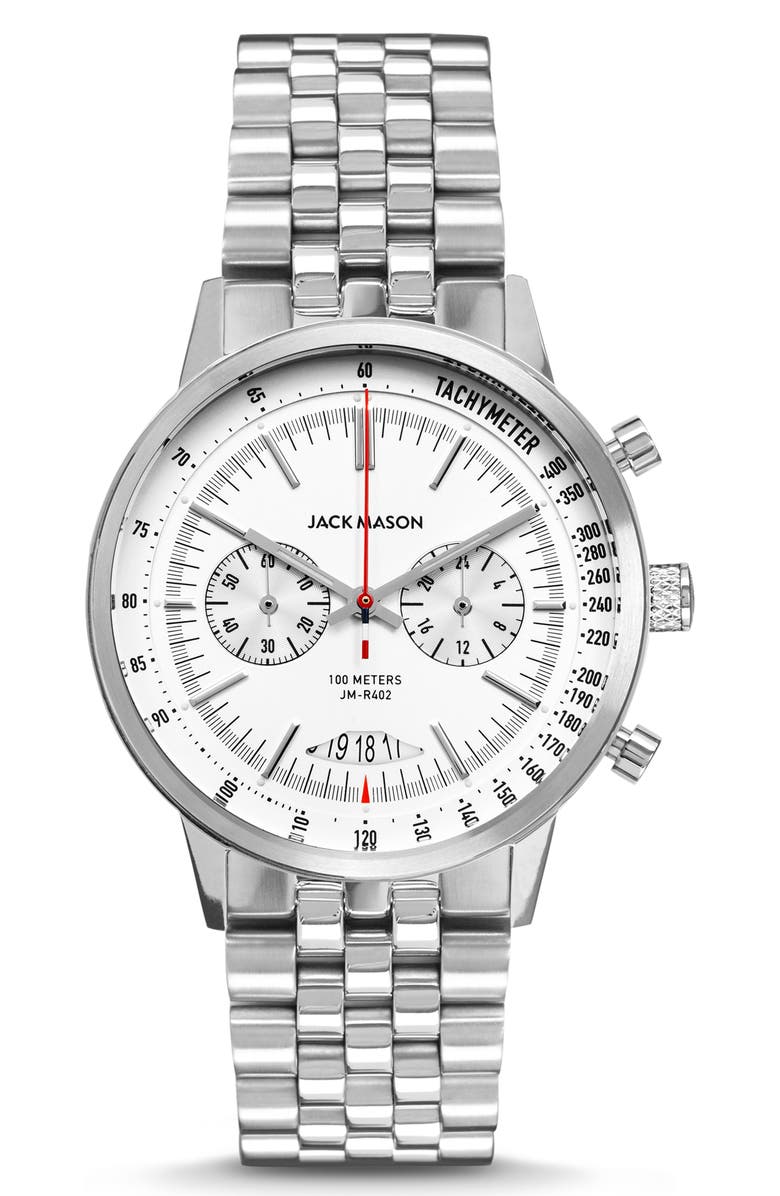 Jack Mason Racing Chronograph Bracelet Watch, 40mm, Main, color, 