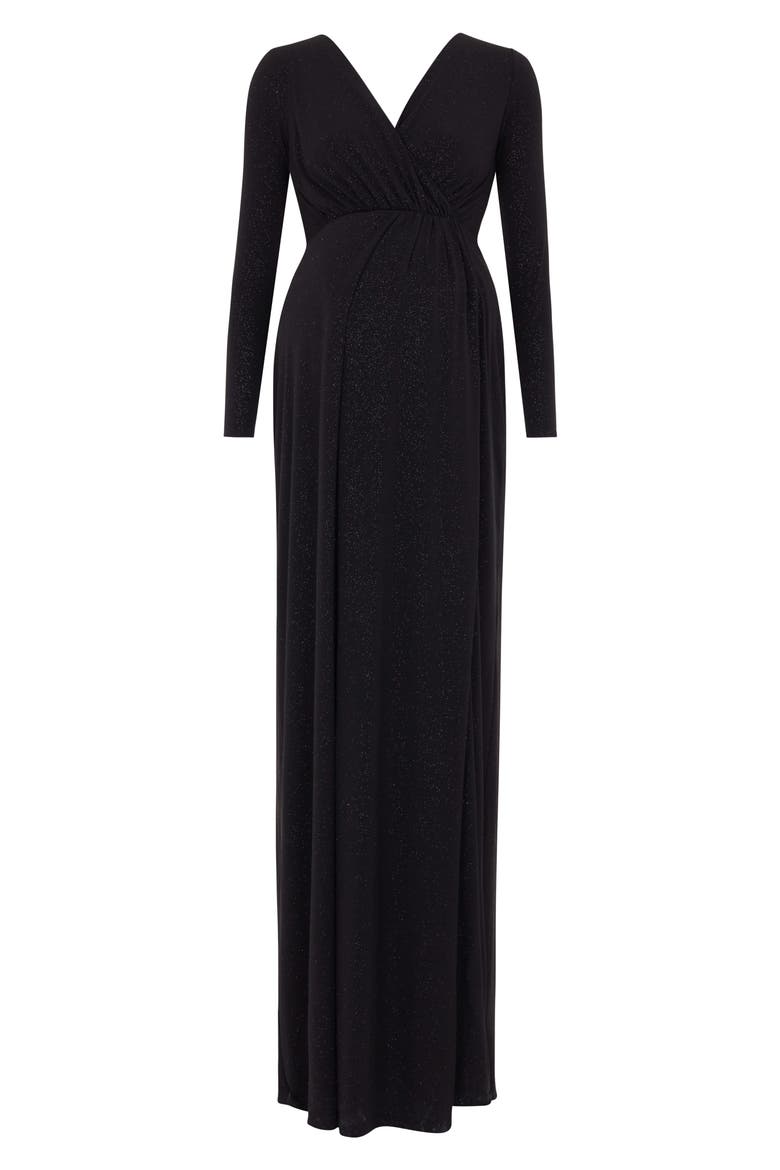 Isabella Maternity Gown Long, Alternate, color, GLITTER BLACK