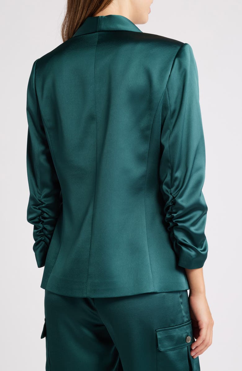 Tahari ASL Ruched Sleeve Satin Blazer, Alternate, color,
