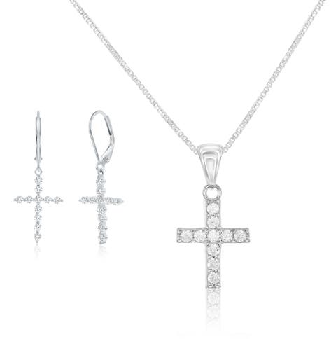 Sterling Silver Cross Jewelry Set