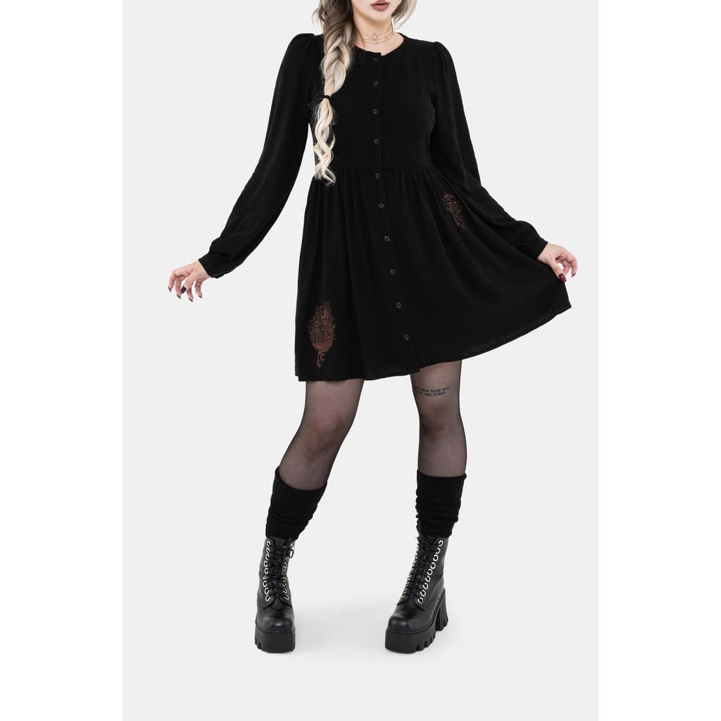 Disturbia Hexborn Linen-blend Baba Yaga Mini Dress In Black