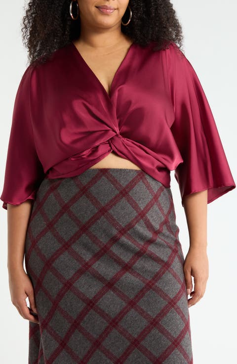 Satin Front Twist Top (Plus)