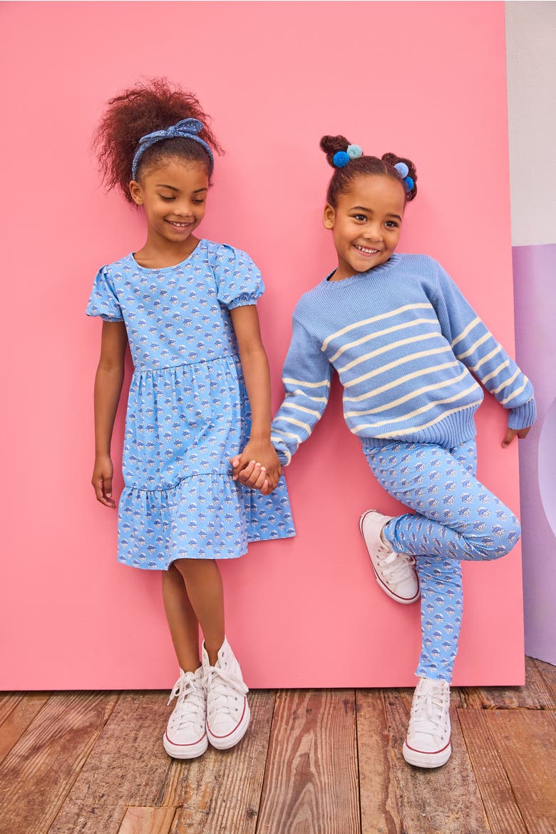 Kids' Tiered Smita Dress, Alternate, color, Cornflower Block Print