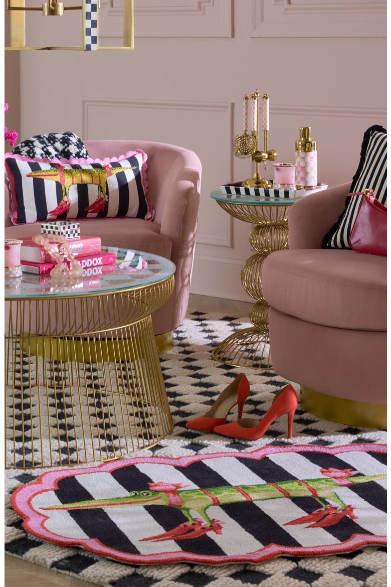 Patience Brewster Gloria Alligator Rug, Alternate, color, BLACK PINK