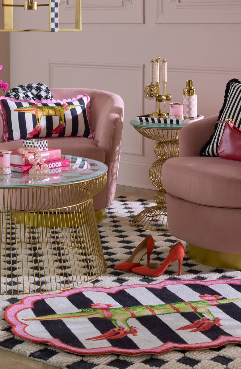 MACKENZIE CHILDS Patience Brewster Gloria Alligator Rug, Alternate, color, Black Pink