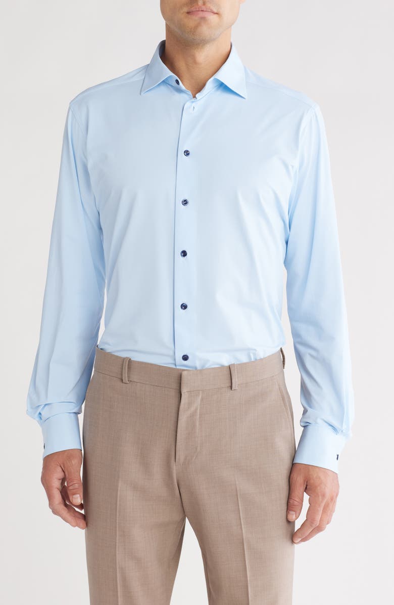 Eton Contemporary Fit Stripe Cotton Dress Shirt, Main, color, 