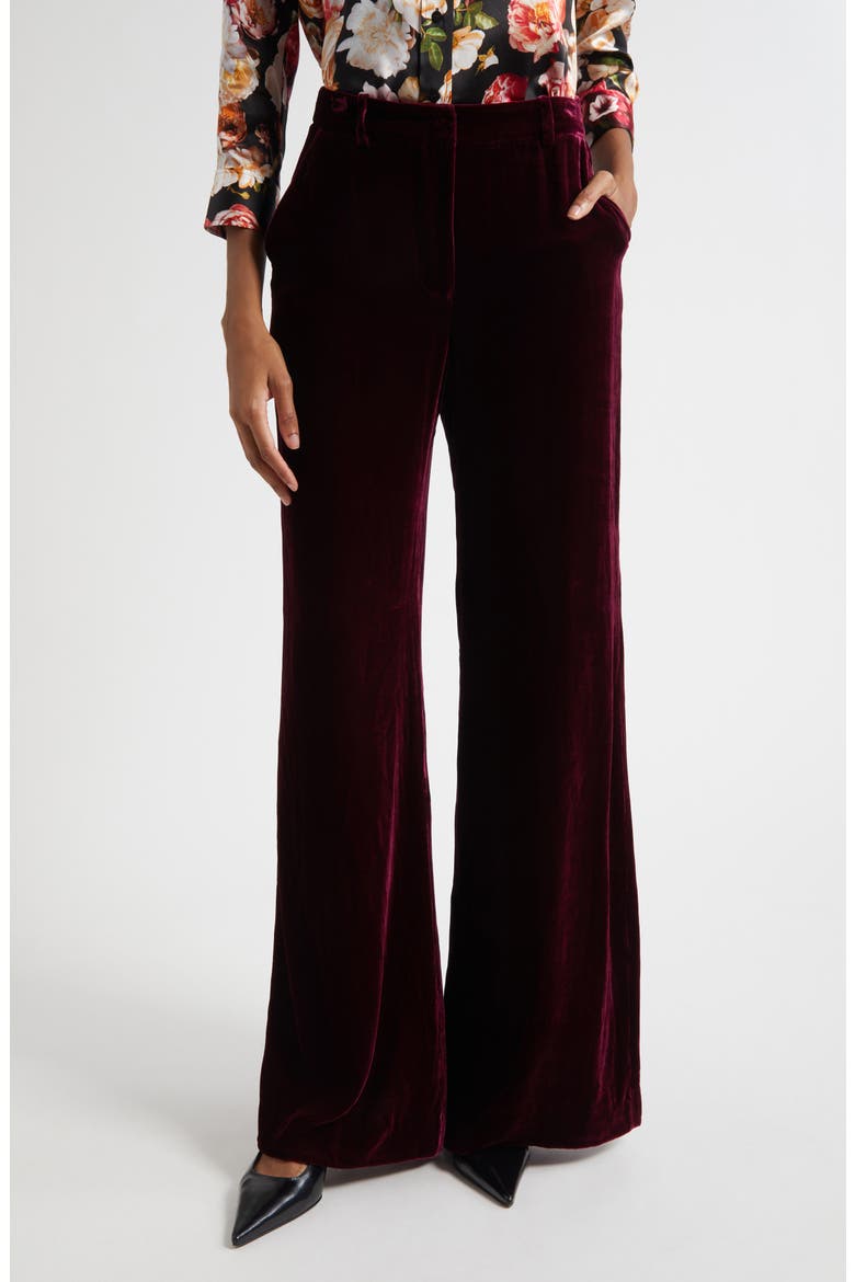 Pilar Wide Leg Velvet Pants, Main, color, DARK PORT