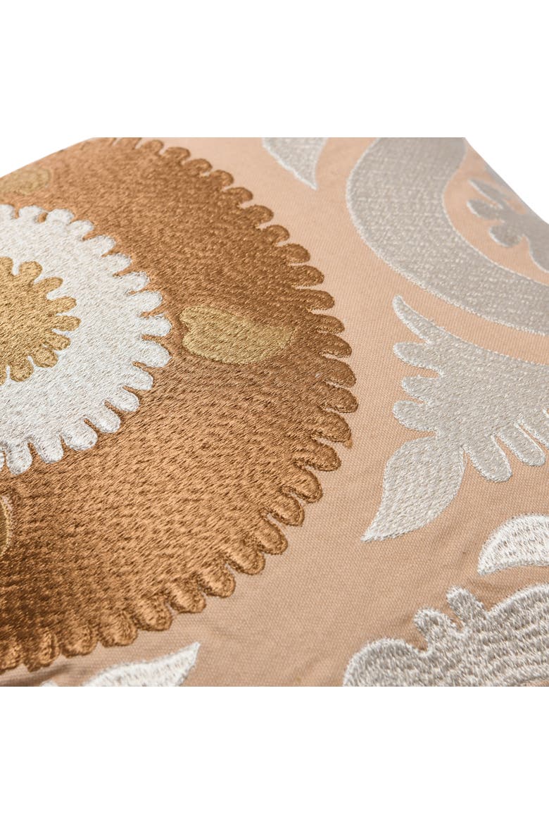 Cotton Embroidered Suzani Pillow with Chambray Back, Alternate, color, Cream