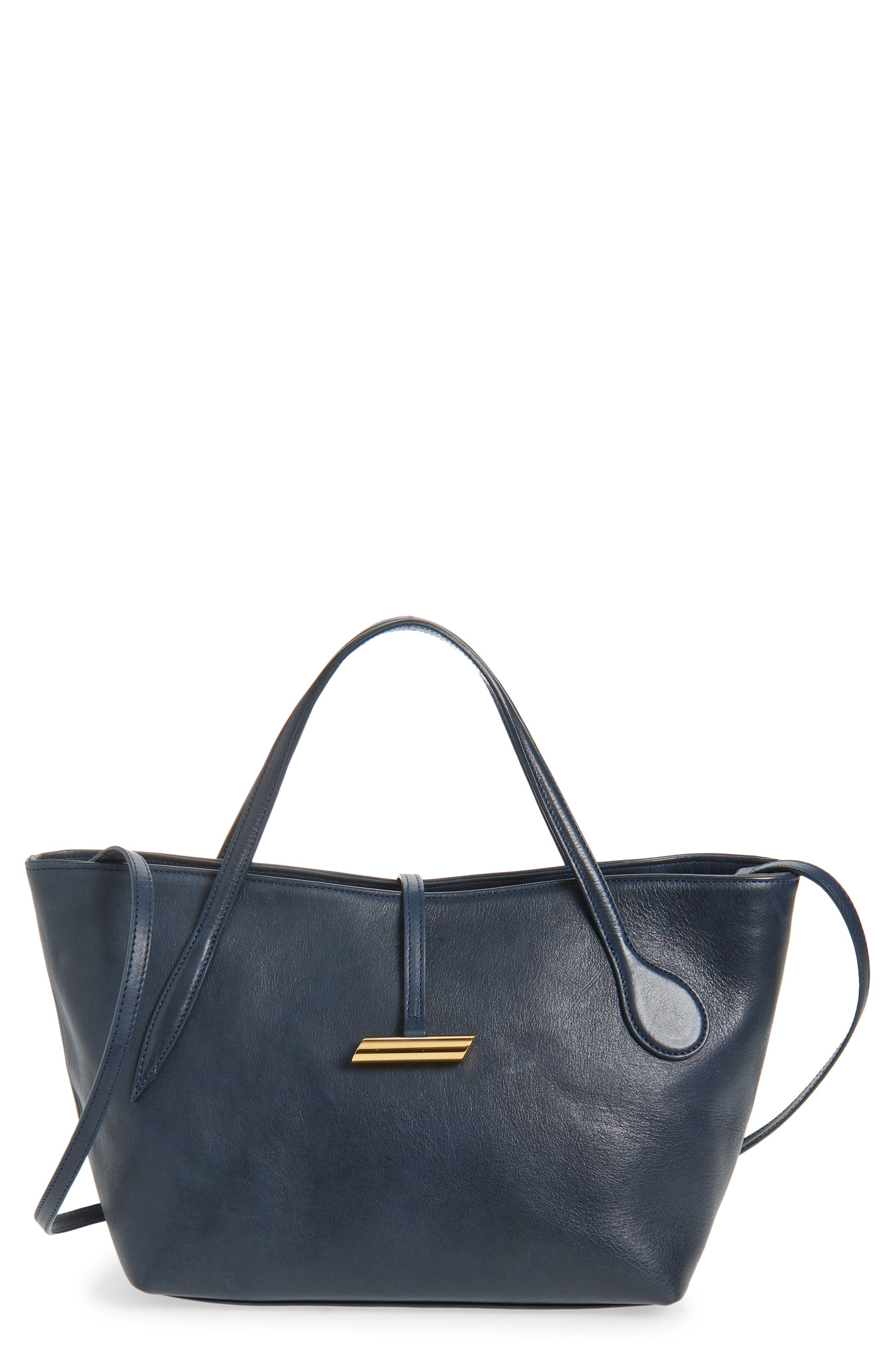 LIFFNER Petite Penne Leather Tote in Navy 