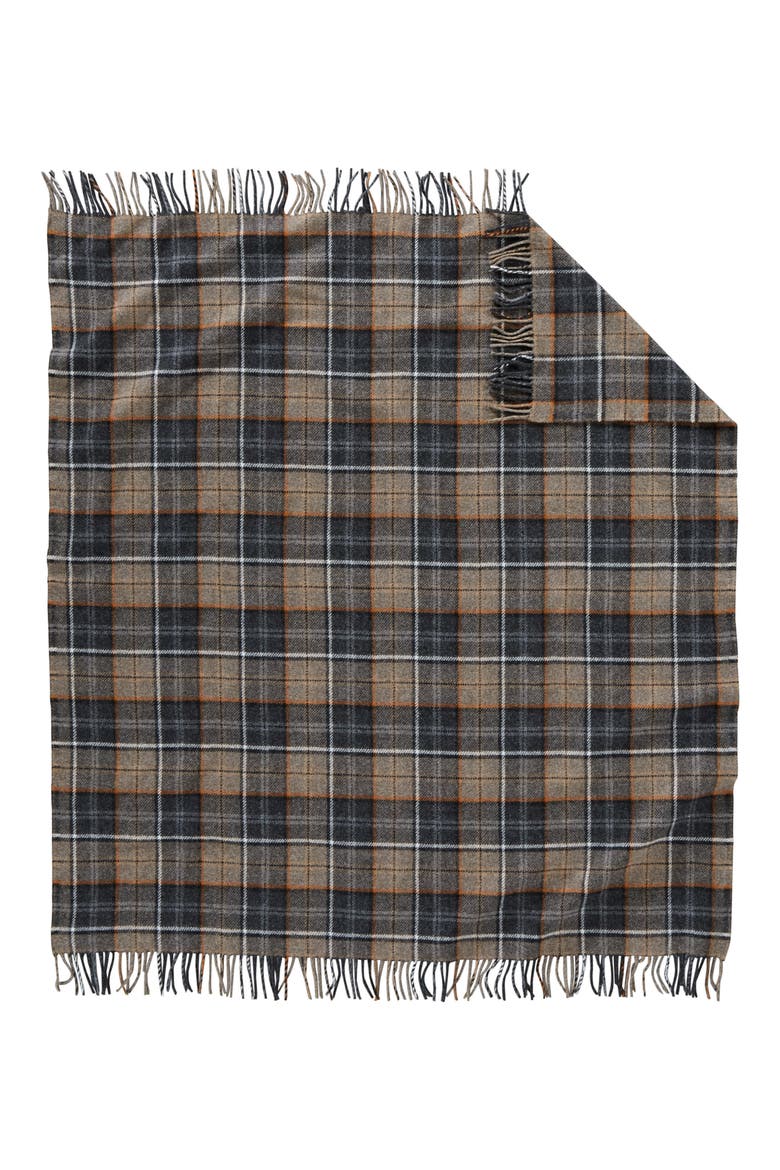 Plaid Wool Throw, Alternate, color, SMOKE
