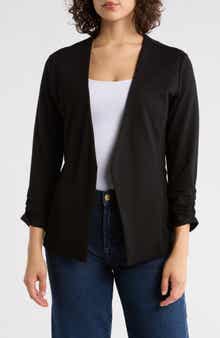Tart Irene Ruched Sleeve Open Front Blazer