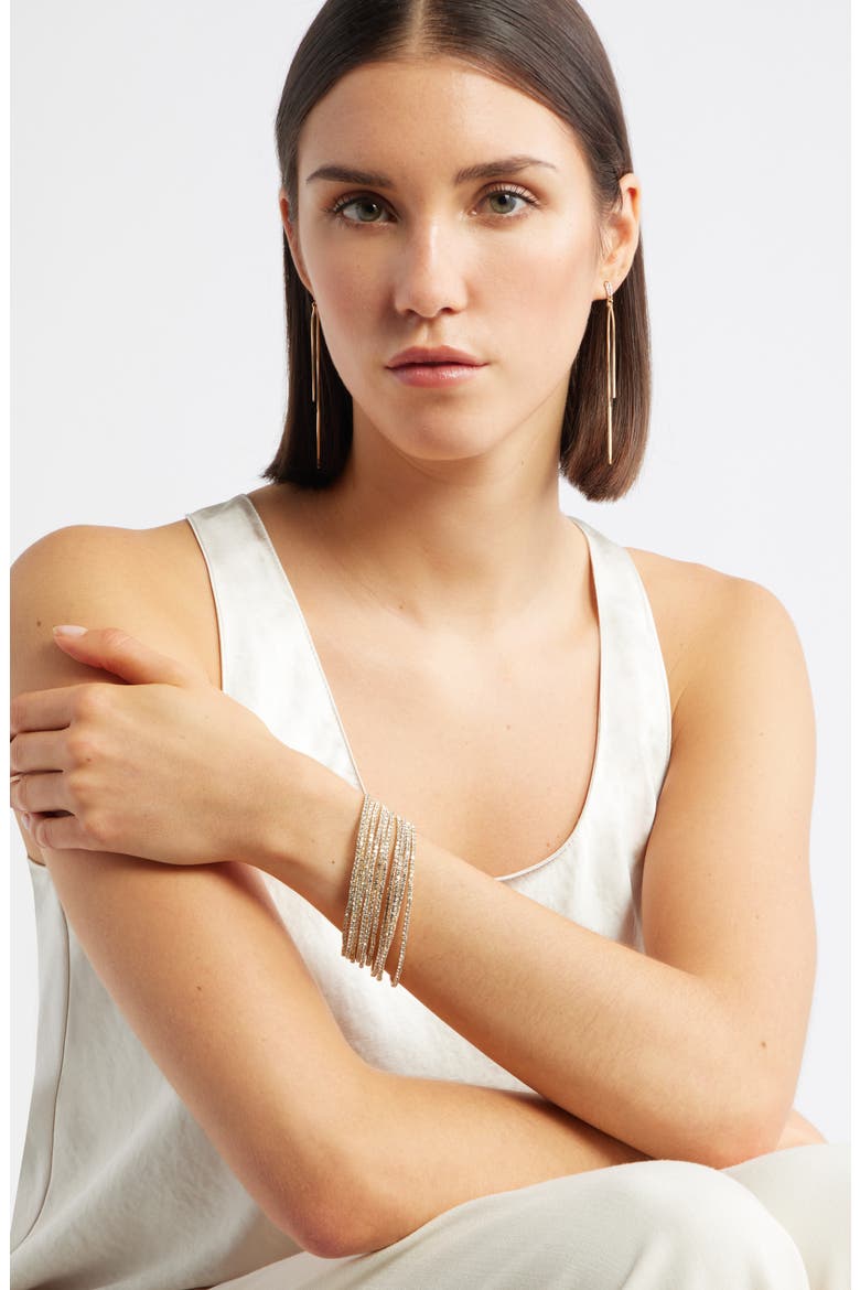 Set of 10 Crystal Stretch Bracelets, Alternate, color, CLEAR- GOLD