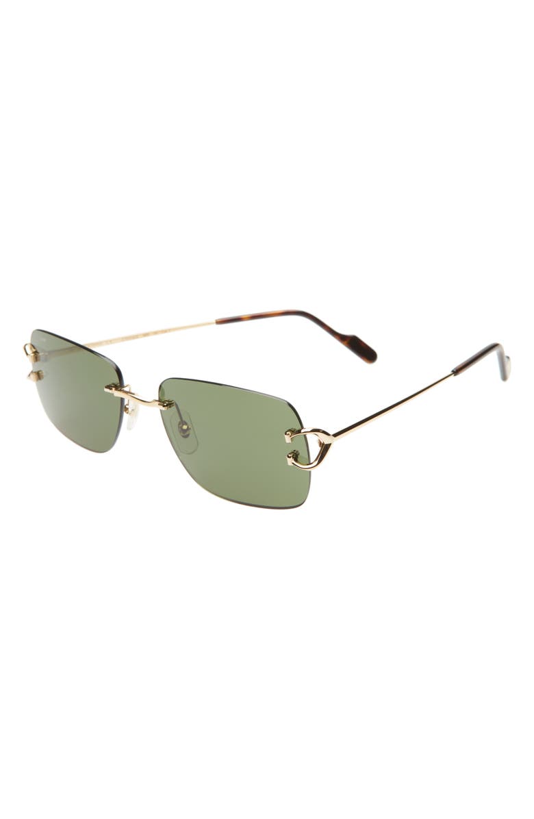 Cartier 59mm Rimless Rectangular Sunglasses, Alternate, color, Gold