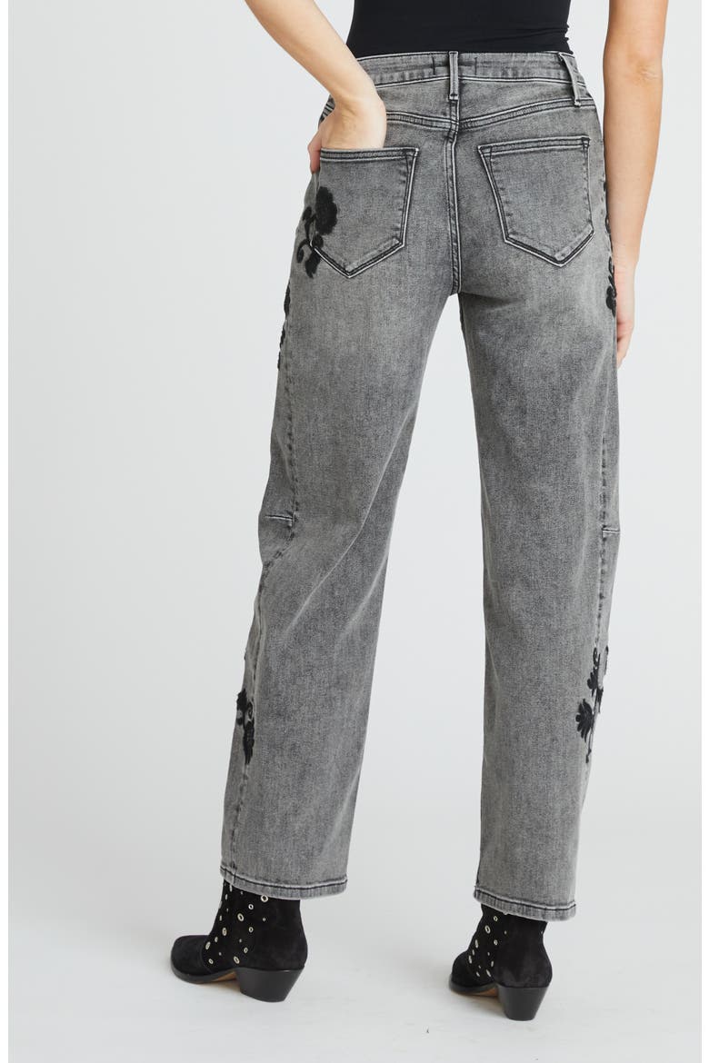Elaine x Black Brocade Straight Leg Jeans, Alternate, color, GREY WASH