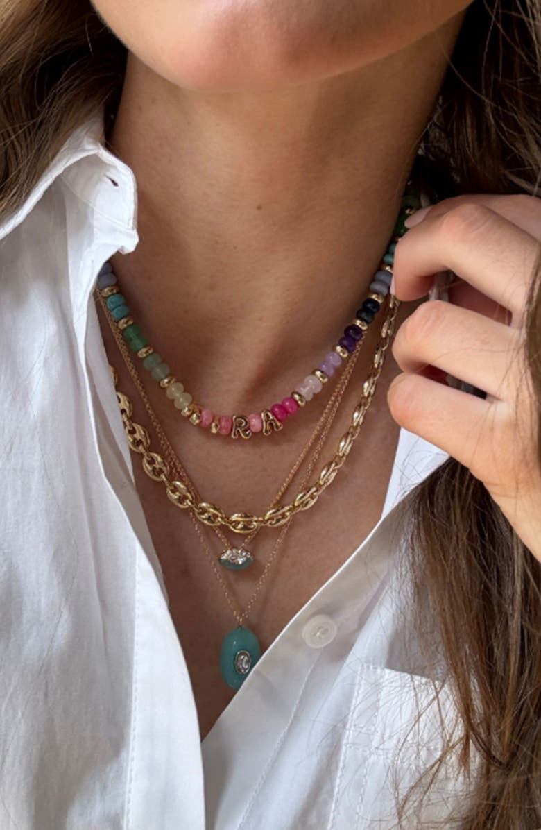 BaubleBar Custom Semiprecious Bubble Necklace, Alternate, color, Gold Multi