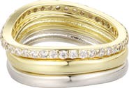 Adornia Set of 4 Mixed Metal Wavy Stackable Rings