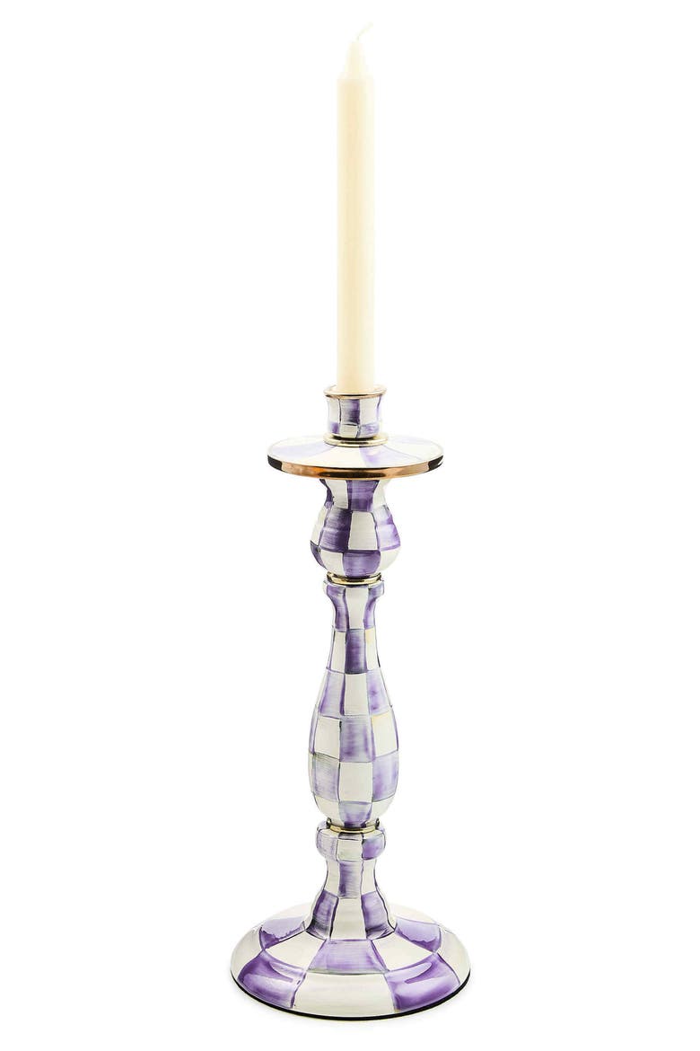 Violet Check Large Candleholder, Alternate, color, VIOLET