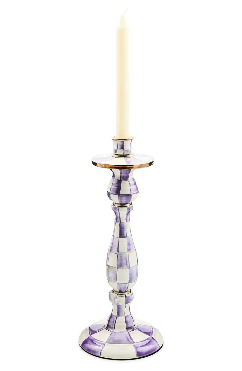 MACKENZIE CHILDS Violet Check Large Candleholder, Alternate, color, Violet