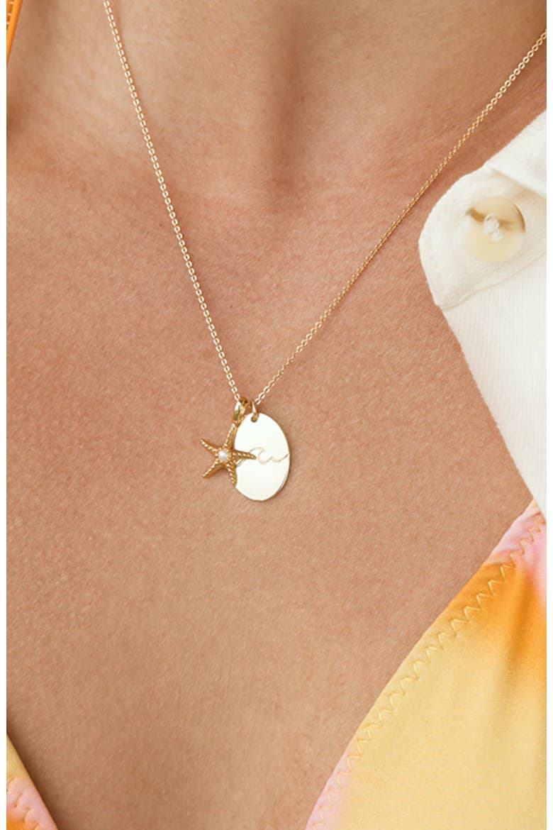 Starfish Charm Necklace, Alternate, color, Gold Vermeil