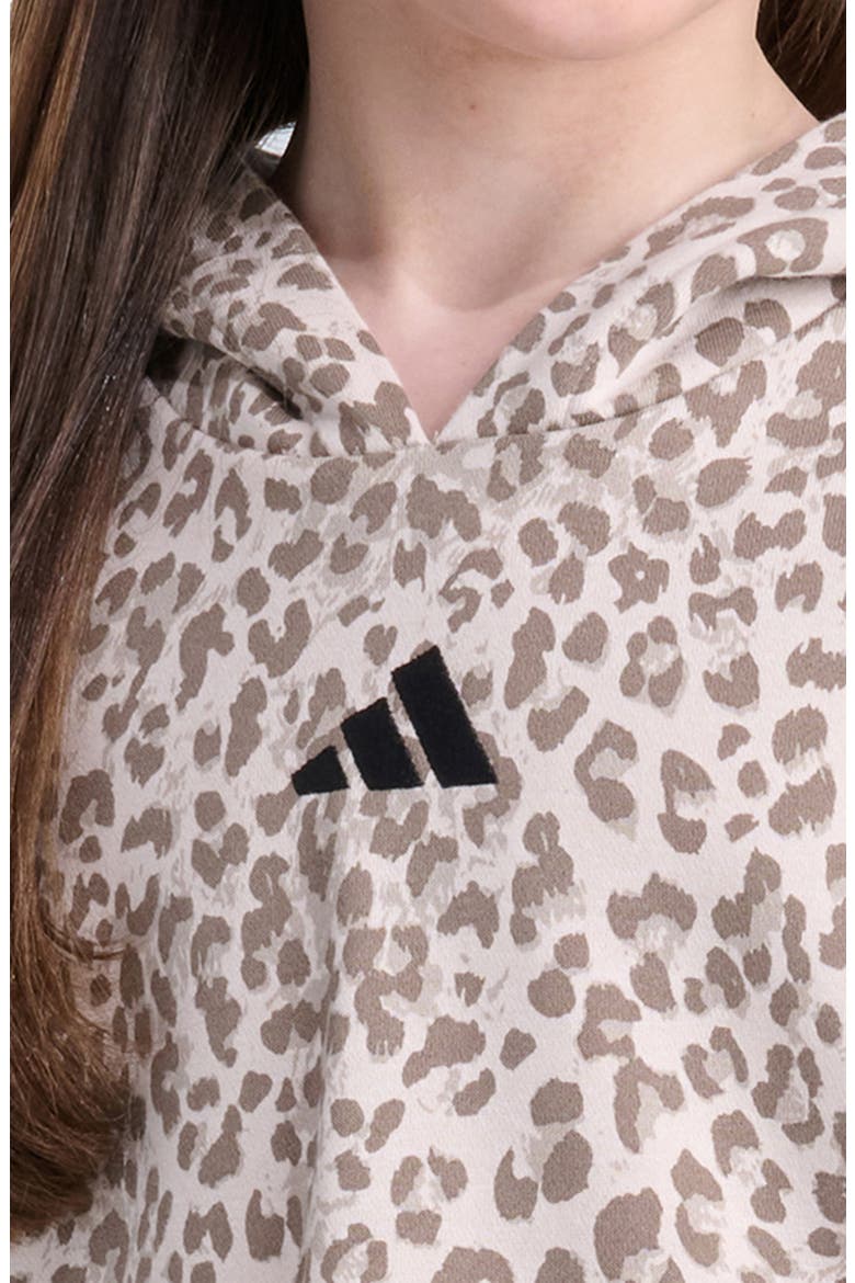 Kids' Leopard Print Pleated Sleeve Hoodie, Alternate, color, MEDIUM BEIGE