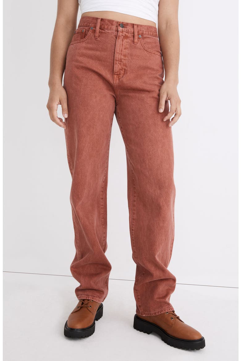 Garment Dye Baggy Straight Jeans, Alternate, color, WEATHERED BRICK