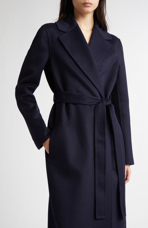 Stella Mccartney Belted Double Face Wool Wrap Coat In Ink