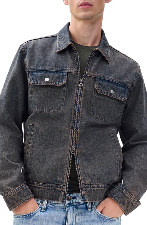 Rag & Bone Beau Infuse Denim Zip Trucker Jacket In Black