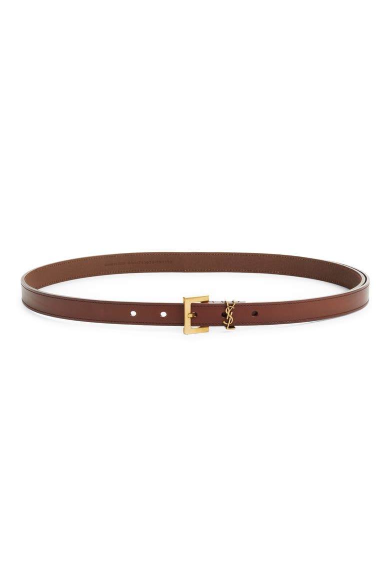 YSL Cintura Leather Belt, Main, color, RED TAN