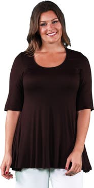 24seven Comfort Apparel Elbow Swing Tunic Top