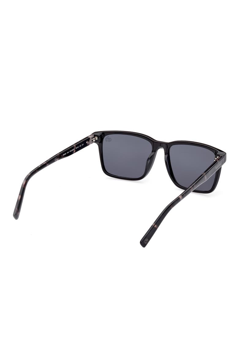56mm Sunglasses, Alternate, color, SHINY BLACK / SMOKE POLARIZED