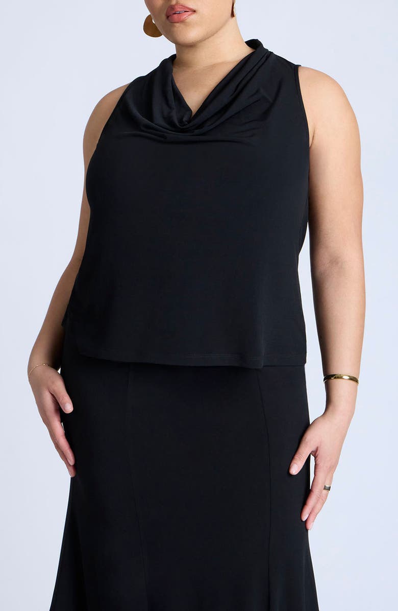 ELOQUII Cowl Neck Sleeveless Jersey Top, Main, color, 