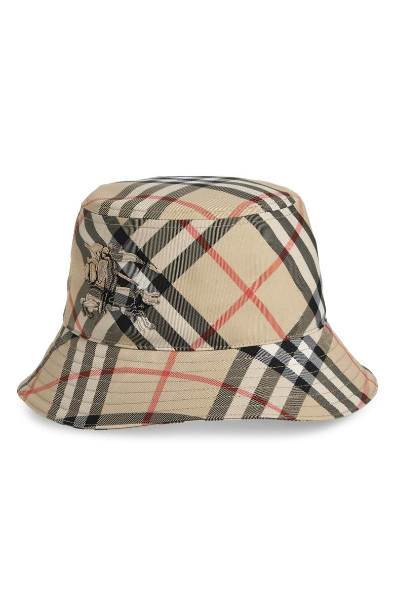 Burberry EKD Check Twill Bucket Hat, Main, color, Sand