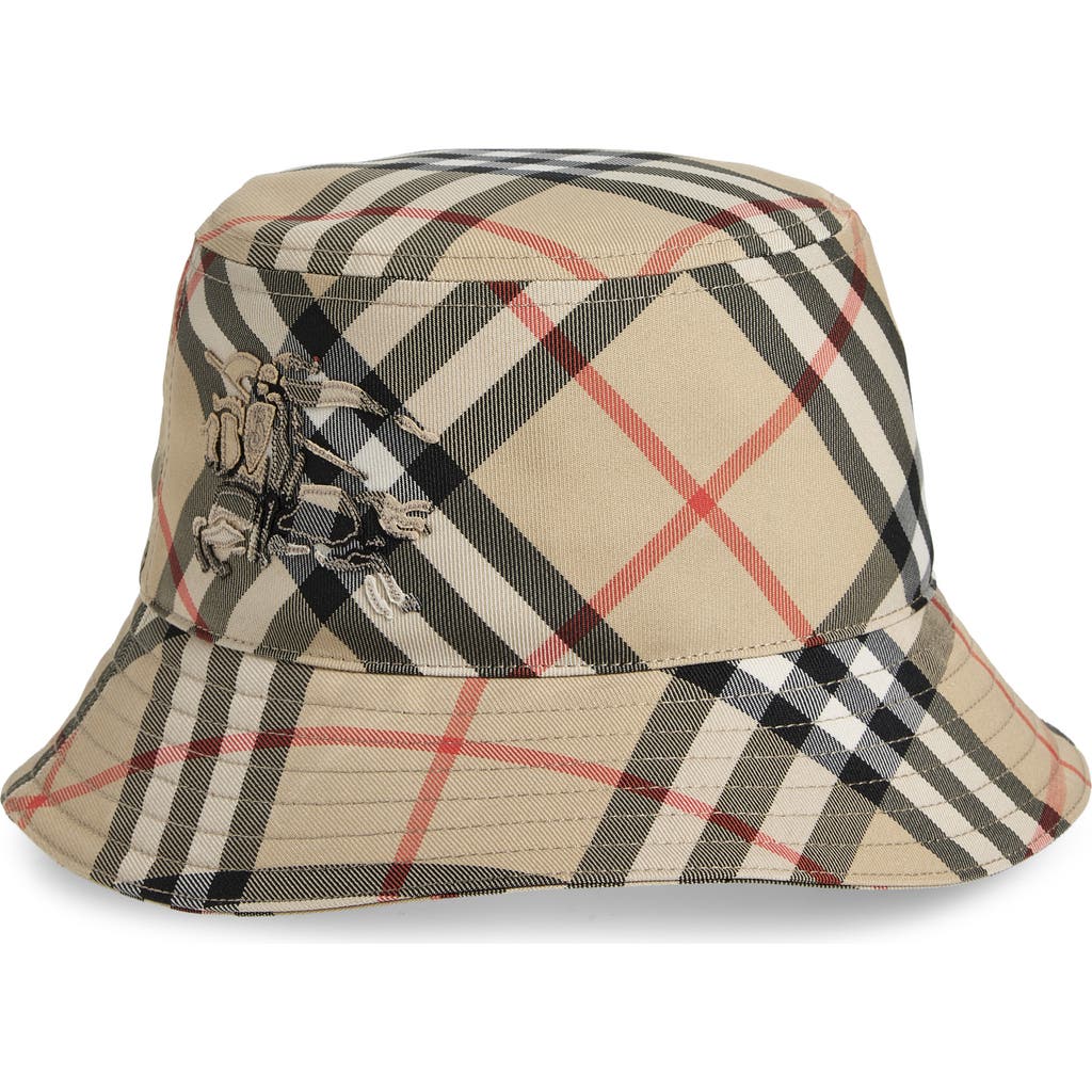 Burberry Ekd Check Twill Bucket Hat In Sand