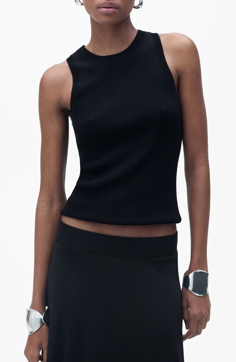 MANGO Karl Rib Tank, Main, color, Black