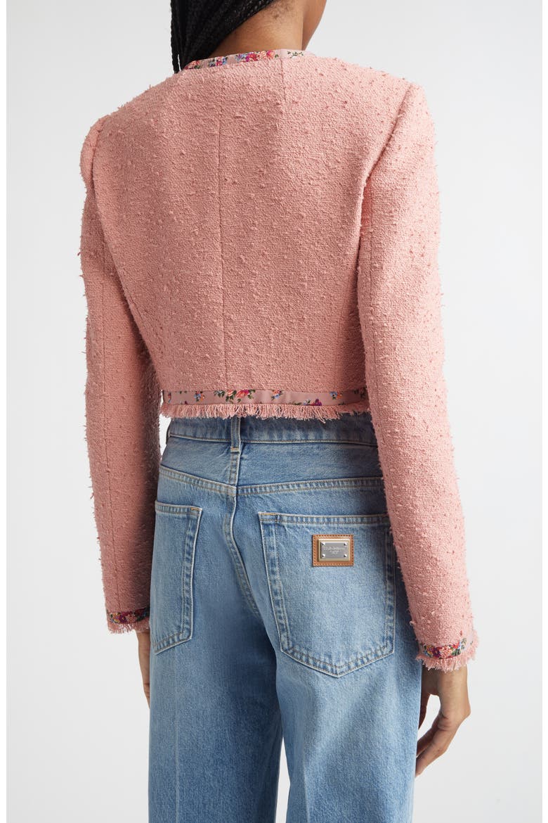 Floral Trim Crop Tweed Jacket, Alternate, color, ROSA POLVERE SCURO
